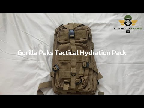 Gorilla Paks™ Small 30L Military Tactical Hydration Backpack (Tan) - 2.5L Water Bladder - Assault 3 Day Pack Army Molle Bag Backpacks Rucksack - Hunting, Hiking.