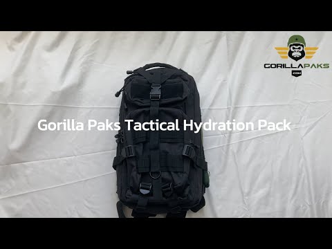 Gorilla Paks™ Small 30L Military Tactical Hydration Backpack (Black) - 2.5L Water Bladder - Assault 3 Day Pack Army Molle Bag Backpacks Rucksack - Hunting, Hiking.