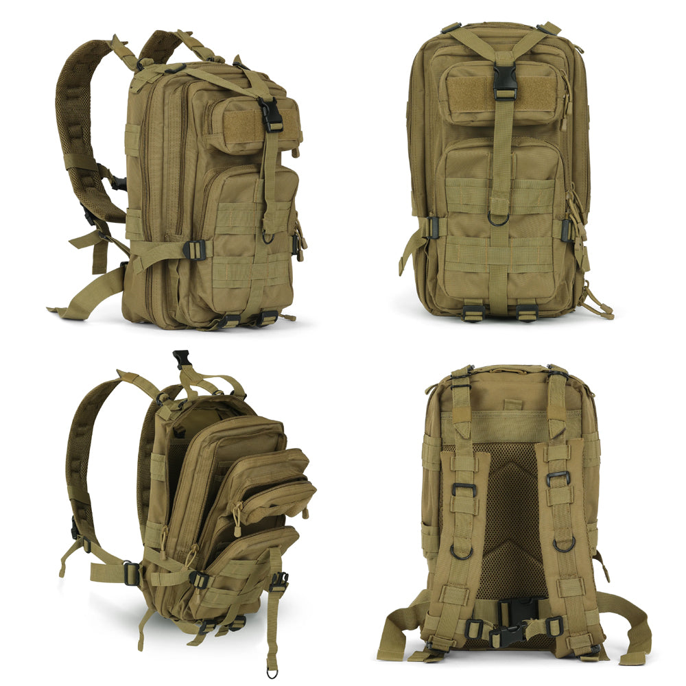 Gorilla Paks™ Small 30L Military Tactical Backpack (Tan) Assault 3 Day Pack Army Molle Bag Backpacks Rucksack - Hunting, Hiking.